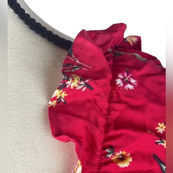 Velvet Torch Women’s Red Ditsy Floral Long Sleeve Ruffle Smock Inset Dress Sz: S - Picture 6 of 8